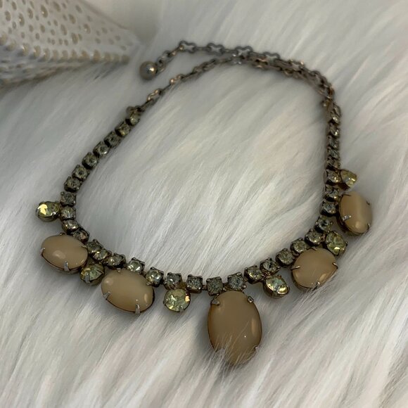 VINTAGE CITRINE & FAUX AGATE NECKLACE AND BRACELET - Picture 7 of 8